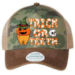 Trick Or Teeth Funny Dentist Halloween Dental Squad Gift Legacy Tie Dye Trucker Hat