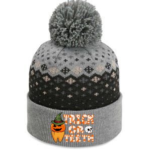 Trick Or Teeth Funny Dentist Halloween Dental Squad Gift The Baniff Cuffed Pom Beanie