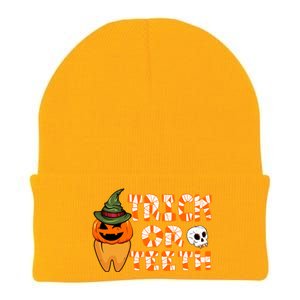 Trick Or Teeth Funny Dentist Halloween Dental Squad Gift Knit Cap Winter Beanie