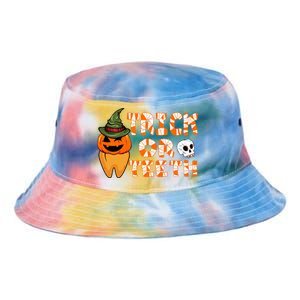 Trick Or Teeth Funny Dentist Halloween Dental Squad Gift Tie Dye Newport Bucket Hat