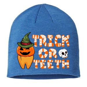 Trick Or Teeth Funny Dentist Halloween Dental Squad Gift Sustainable Beanie