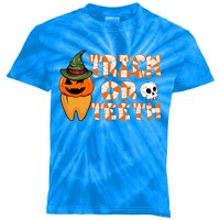 Trick Or Teeth Funny Dentist Halloween Dental Squad Gift Kids Tie-Dye T-Shirt