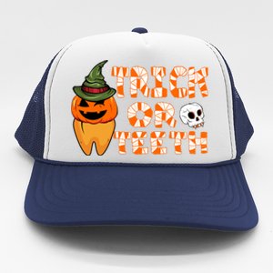 Trick Or Teeth Funny Dentist Halloween Dental Squad Gift Trucker Hat