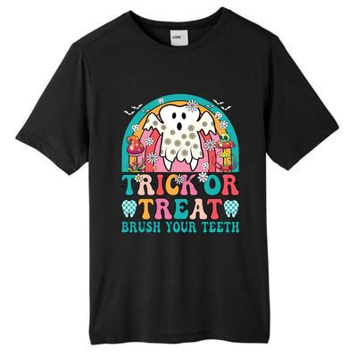 Trick Or Treat Brush Your Teeth Boo Ghost Halloween Dentist Gift Tall Fusion ChromaSoft Performance T-Shirt