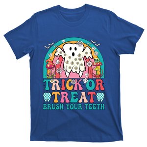 Trick Or Treat Brush Your Teeth Boo Ghost Halloween Dentist Gift T-Shirt