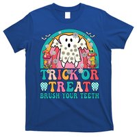 Trick Or Treat Brush Your Teeth Boo Ghost Halloween Dentist Gift T-Shirt