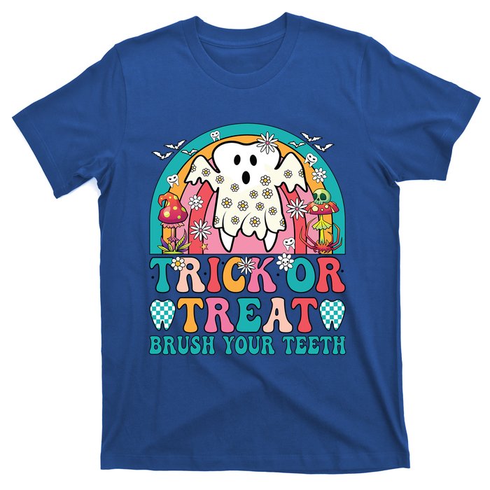 Trick Or Treat Brush Your Teeth Boo Ghost Halloween Dentist Gift T-Shirt