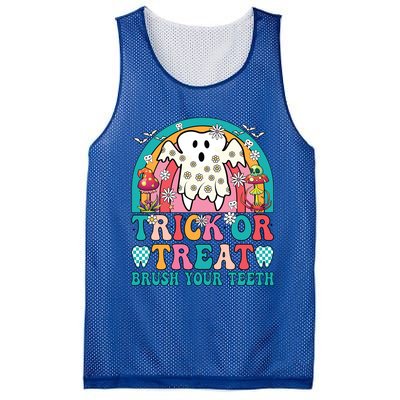 Trick Or Treat Brush Your Teeth Boo Ghost Halloween Dentist Gift Mesh Reversible Basketball Jersey Tank