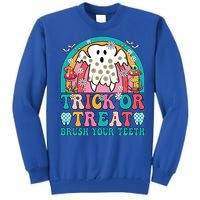 Trick Or Treat Brush Your Teeth Boo Ghost Halloween Dentist Gift Tall Sweatshirt