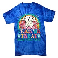 Trick Or Treat Brush Your Teeth Boo Ghost Halloween Dentist Gift Tie-Dye T-Shirt