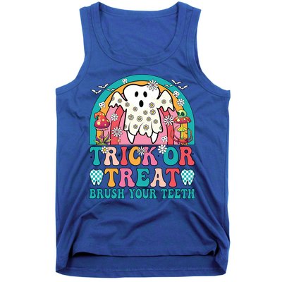 Trick Or Treat Brush Your Teeth Boo Ghost Halloween Dentist Gift Tank Top