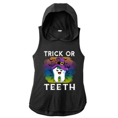 Trick Or Teeth Funny Dentist Halloween Dental Squad Gift Ladies PosiCharge Tri-Blend Wicking Draft Hoodie Tank