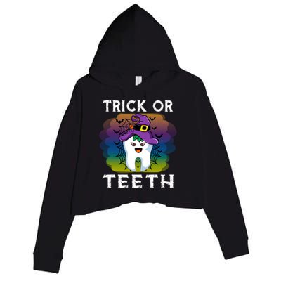 Trick Or Teeth Funny Dentist Halloween Dental Squad Gift Crop Fleece Hoodie