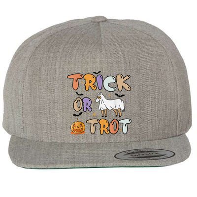 Trick Or Trot Funny Halloween Pumpkin And Cute Ghost Horse Wool Snapback Cap
