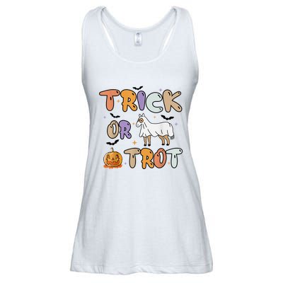 Trick Or Trot Funny Halloween Pumpkin And Cute Ghost Horse Ladies Essential Flowy Tank