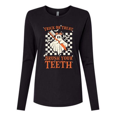 Trick Or Treat Brush Your Teeth Dentist Halloween Costume Funny Gift Womens Cotton Relaxed Long Sleeve T-Shirt