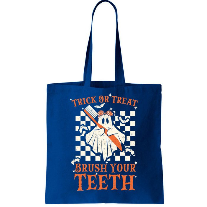 Trick Or Treat Brush Your Teeth Dentist Halloween Costume Funny Gift Tote Bag