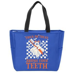 Trick Or Treat Brush Your Teeth Dentist Halloween Costume Funny Gift Zip Tote Bag