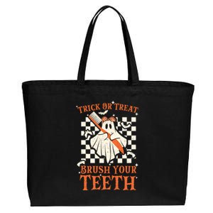 Trick Or Treat Brush Your Teeth Dentist Halloween Costume Funny Gift Cotton Canvas Jumbo Tote