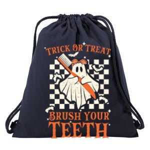 Trick Or Treat Brush Your Teeth Dentist Halloween Costume Funny Gift Drawstring Bag