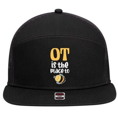 Therapist Occupational Therapy Ot Is The Pleace To Bee 7 Panel Mesh Trucker Snapback Hat