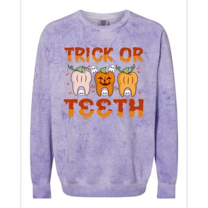 Trick Or Teeth Funny Dentist Halloween Dental Squad Cute Gift Colorblast Crewneck Sweatshirt