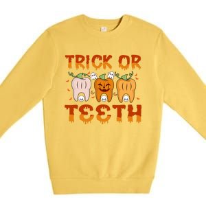 Trick Or Teeth Funny Dentist Halloween Dental Squad Cute Gift Premium Crewneck Sweatshirt