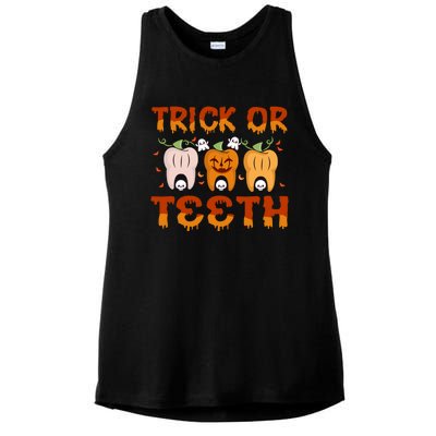 Trick Or Teeth Funny Dentist Halloween Dental Squad Cute Gift Ladies PosiCharge Tri-Blend Wicking Tank