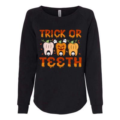 Trick Or Teeth Funny Dentist Halloween Dental Squad Cute Gift Womens California Wash Sweatshirt