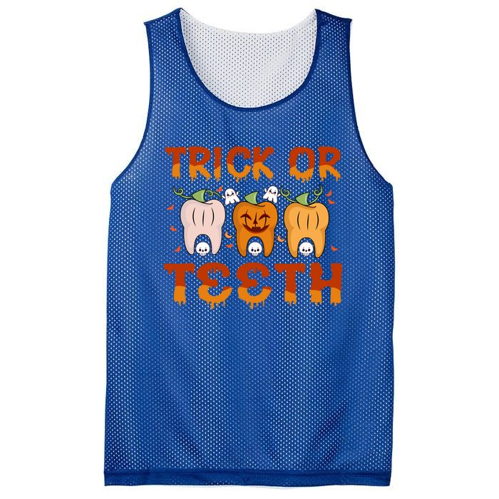 Trick Or Teeth Funny Dentist Halloween Dental Squad Cute Gift Mesh Reversible Basketball Jersey Tank