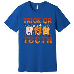 Trick Or Teeth Funny Dentist Halloween Dental Squad Cute Gift Premium T-Shirt