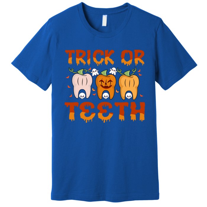 Trick Or Teeth Funny Dentist Halloween Dental Squad Cute Gift Premium T-Shirt