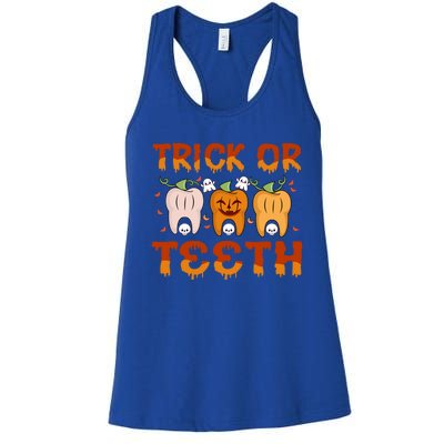 Trick Or Teeth Funny Dentist Halloween Dental Squad Cute Gift Women's Racerback Tank