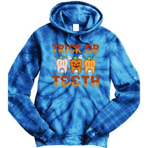 Trick Or Teeth Funny Dentist Halloween Dental Squad Cute Gift Tie Dye Hoodie