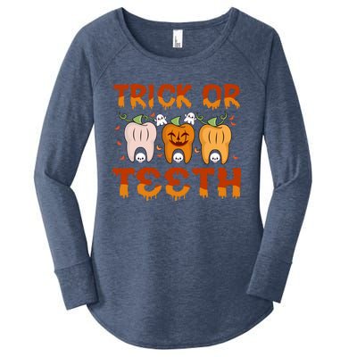 Trick Or Teeth Funny Dentist Halloween Dental Squad Cute Gift Women's Perfect Tri Tunic Long Sleeve Shirt