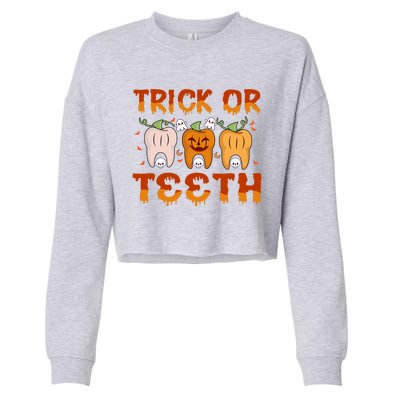 Trick Or Teeth Funny Dentist Halloween Dental Squad Cute Gift Cropped Pullover Crew