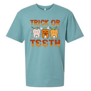 Trick Or Teeth Funny Dentist Halloween Dental Squad Cute Gift Sueded Cloud Jersey T-Shirt