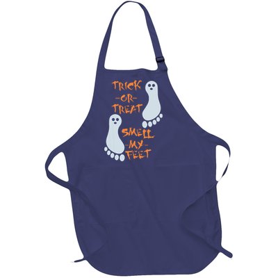 Trick Or Treat Smell My Feet Funny Halloween Full-Length Apron With Pockets