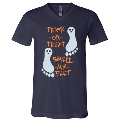 Trick Or Treat Smell My Feet Funny Halloween V-Neck T-Shirt