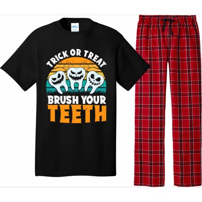 Trick Or Treat Brush Your Teeth Dentist Pun Halloween Dental Funny Gift Pajama Set