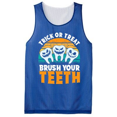 Trick Or Treat Brush Your Teeth Dentist Pun Halloween Dental Funny Gift Mesh Reversible Basketball Jersey Tank