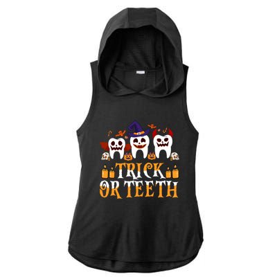 Trick Or Teeth Funny Dentist Halloween Dental Squad Funny Gift Ladies PosiCharge Tri-Blend Wicking Draft Hoodie Tank