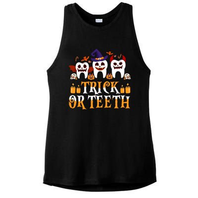 Trick Or Teeth Funny Dentist Halloween Dental Squad Funny Gift Ladies PosiCharge Tri-Blend Wicking Tank