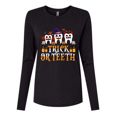 Trick Or Teeth Funny Dentist Halloween Dental Squad Funny Gift Womens Cotton Relaxed Long Sleeve T-Shirt