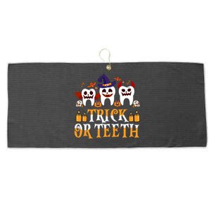 Trick Or Teeth Funny Dentist Halloween Dental Squad Funny Gift Large Microfiber Waffle Golf Towel