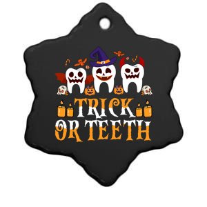 Trick Or Teeth Funny Dentist Halloween Dental Squad Funny Gift Ceramic Star Ornament