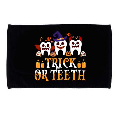 Trick Or Teeth Funny Dentist Halloween Dental Squad Funny Gift Microfiber Hand Towel