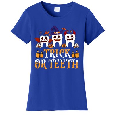 Trick Or Teeth Funny Dentist Halloween Dental Squad Funny Gift Women's T-Shirt