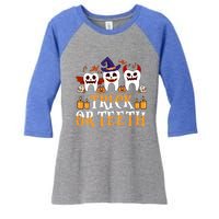 Trick Or Teeth Funny Dentist Halloween Dental Squad Funny Gift Women's Tri-Blend 3/4-Sleeve Raglan Shirt