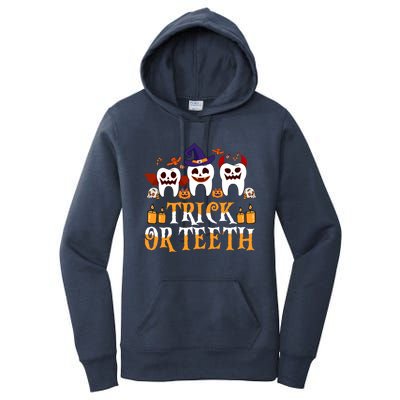 Trick Or Teeth Funny Dentist Halloween Dental Squad Funny Gift Women's Pullover Hoodie